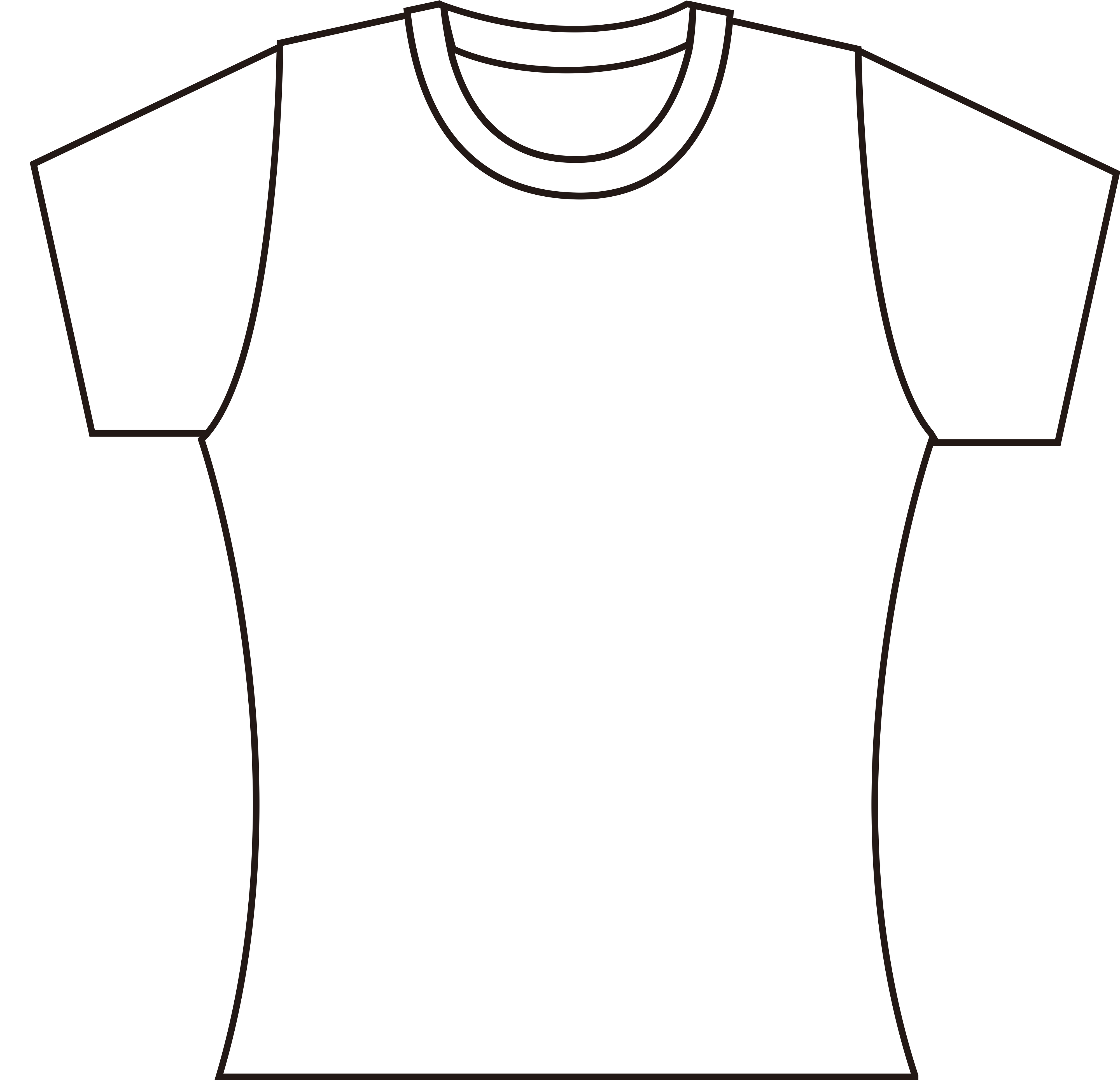 一般版 T-shirt 衣長、胸寬、肩寬與袖長量測位置示意
